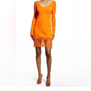 10 Crosby Derek Lam Atlantis Tassel Mini Bodycon Dress Orange Sz L